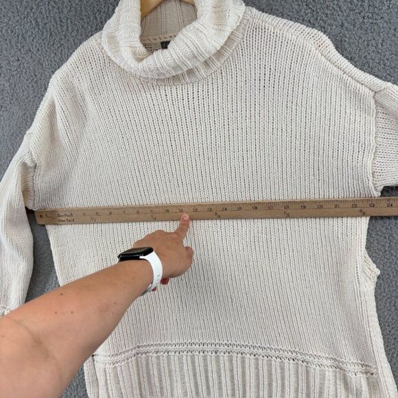 Aerie sweater turtleneck cream chunky knit oversized size XS - Picture 3 of 9